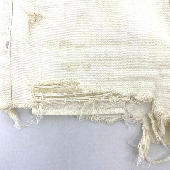 We The Free Jean Shorts Womens 26 Button Fly Boho Distressed Lace Denim Festival - Picture 8 of 9